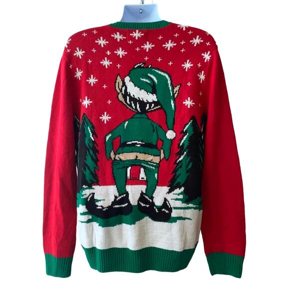 Ugly Christmas Sweater Lonely Island Holiday Elf D*ck In A Gift Box Size Large - Picture 3 of 5